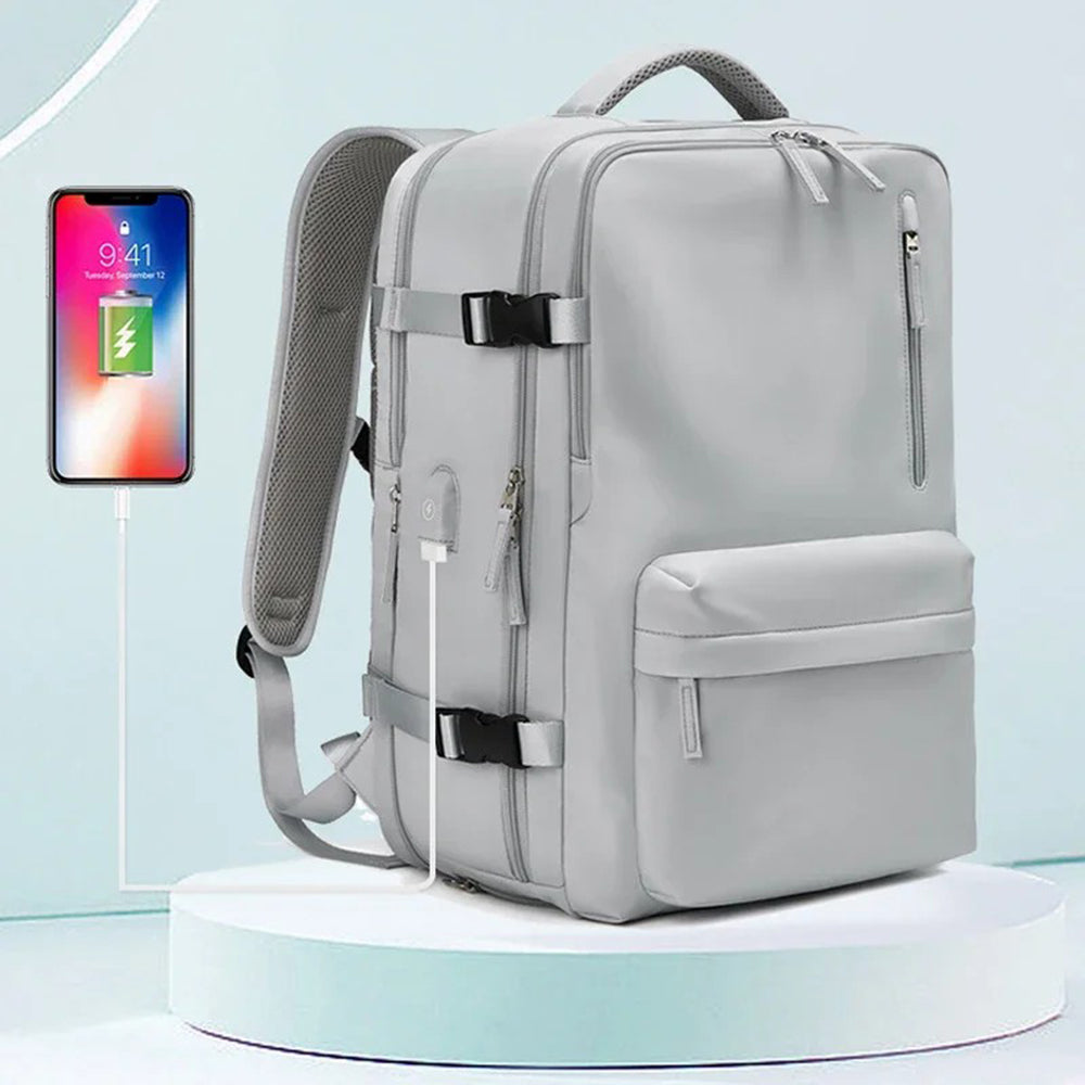 2023 Expandable Carry-On Luggage Travel Backpack Weekender Bag with USB Port - Light Grey 2023 Expandable Carry-On Luggage Travel Backpack Weekender Bag with USB Port - Light Grey